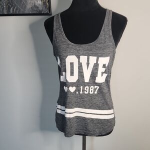ON FIRE "LOVE 1987" Gray Racerback Tank Top – Size L